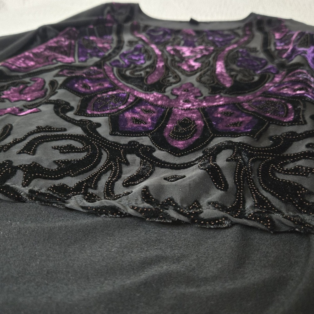 Style & Co y2k Velvet Burnout Purple‎ Black Whimsygoth Dark Fairy Plum Medium - Picture 12 of 16